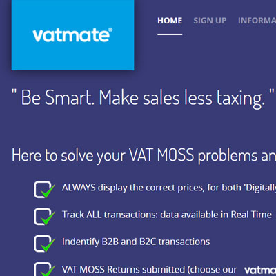Screenshot of the Vatmate website - web design and development portfolio at Bridport Websites